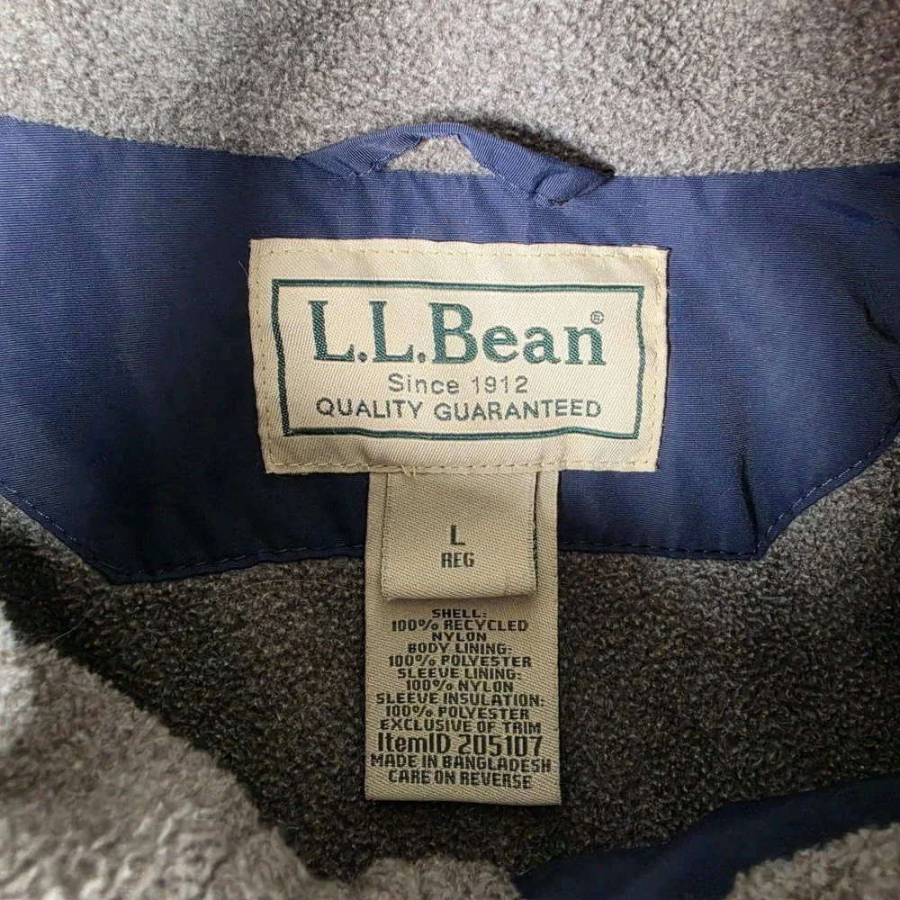Vtg L.L. Bean Warm-Up Jacket Mens L Blue Fleece Lined Thinsulate Full Zip Bomber